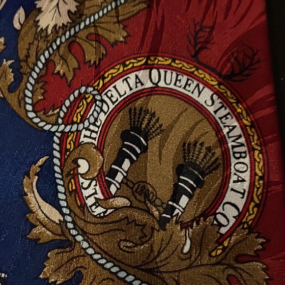 Delta Queen Steamboat Men’s Tie Vintage Silk Necktie Americana Red White Blue - Picture 4 of 8